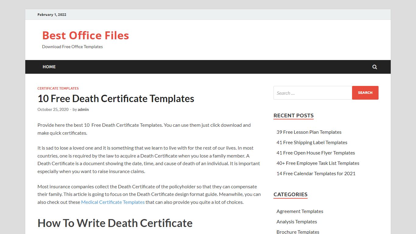 10 Free Death Certificate Templates - Best Office Files